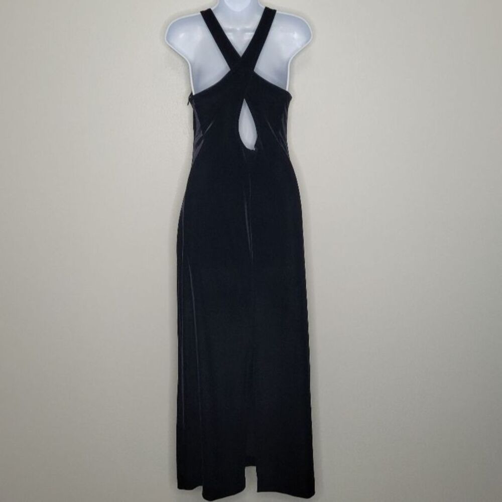 Vintage 90s velvet black vamp goth whimsigoth witchy prom cross strap dress 10